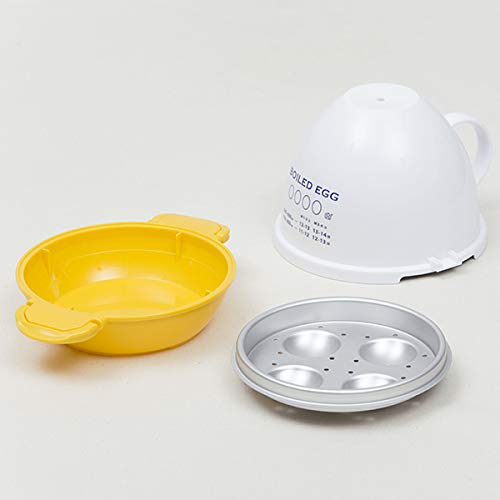 Harumi Kurihara Microwave Boiled Egg Container for 4 Eggs, White X Yellow
