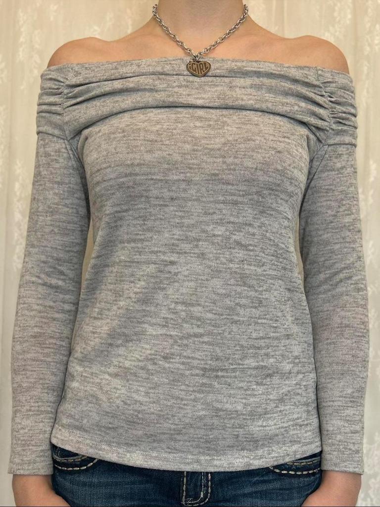 KaiKuo Y2K Spicy Style Strapless Solid Color Long Sleeve T-shirt for Women, 2025 Autumn/Winter Collection