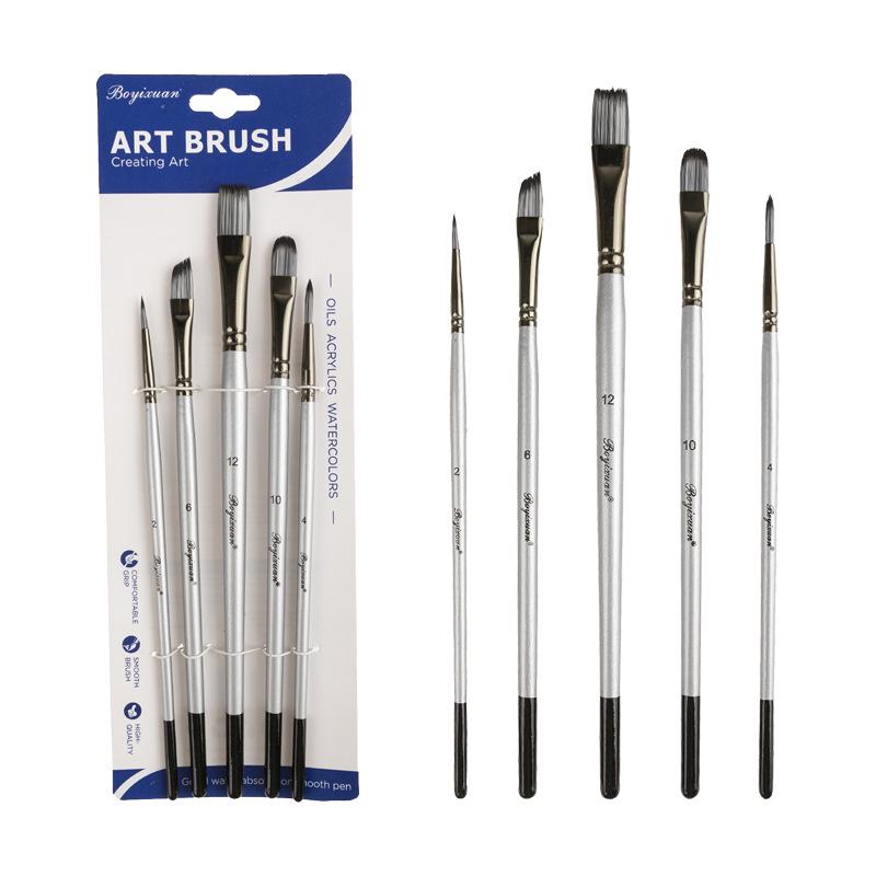 

Boyixuan Six-Piece Gun Gray Two-Tone Art Set: High-Quality Nylon Gouache & Acrylic Paintbrushes Art Brush Set