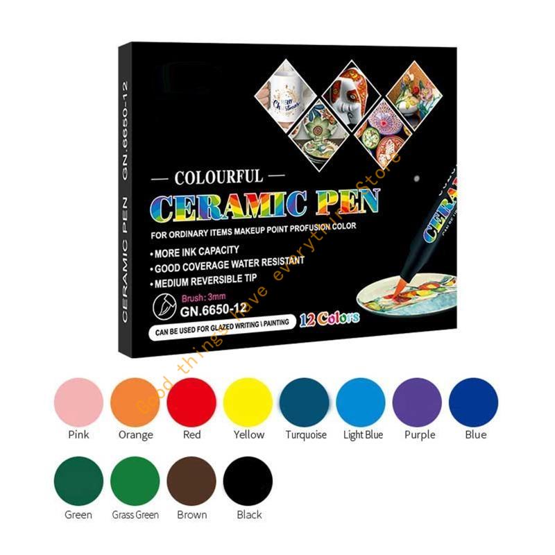 12/24 Color High Temperature Oven Baked Ceramic Marker Pen Set Acrylic Paint Pen 55KF