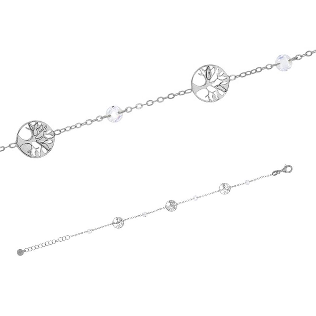 Les Trésors De Lily [R4985] - Bracelet Argent artisanal 'Arbre de Vie' blanc argenté (rhodié) - 10 mm