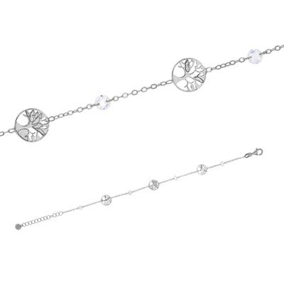 [R4985] - Handmade Silver Bracelet 'Tree of Life' Silver White (rhodium) - 10 Mm