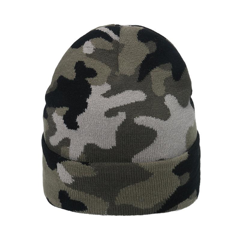 2025 Wool Hat Autumn and Winter New Outdoor Leisure Ski Hat Cold Hat Warm Jacquard Camouflage Knitted Hat Men