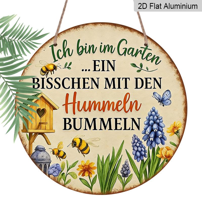 

2D Flat - 1pc Vintage Aluminum Sign, Bee Garden Stroll Sign, Suitable for Home Rooms, Living Rooms, Dining Rooms, Cafes, Offices, Shops, Club Bars 1pc