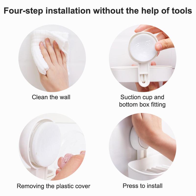 

Держатель для мыльницы с присоской - прочная вакуумная присоска, водонепроницаемая, самоосушающаяся мыльница для душа, ванной комнаты белый