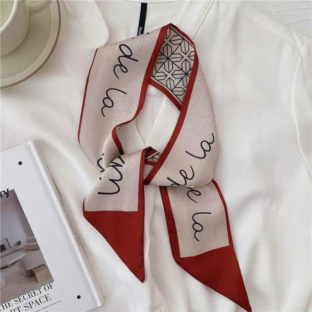 Fashion Luxury Skinny Silk Scarf Women, Bag Scarf Neckerchief Headband
