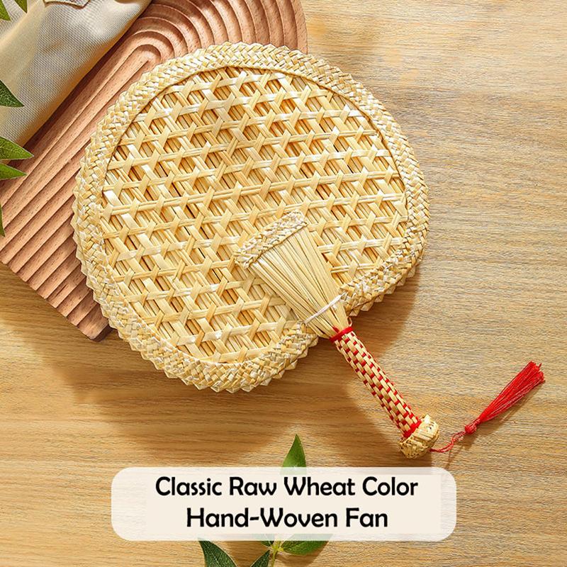 1Pcs Round Natural Pushan Environmentally Friendly Chinese Style Decorative Diy Woven Fan Cooling Fan Home Decoration Hand Fans