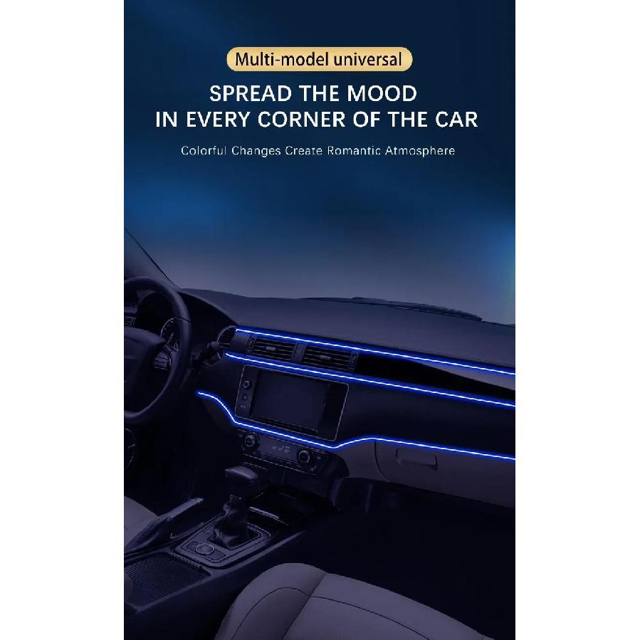Car Interior RGB LED Atmosphere Light Strip USB Fiber Optic Neon Invisible Ambient Lamp Center Console Door Decoration Trim Neon Lights 4