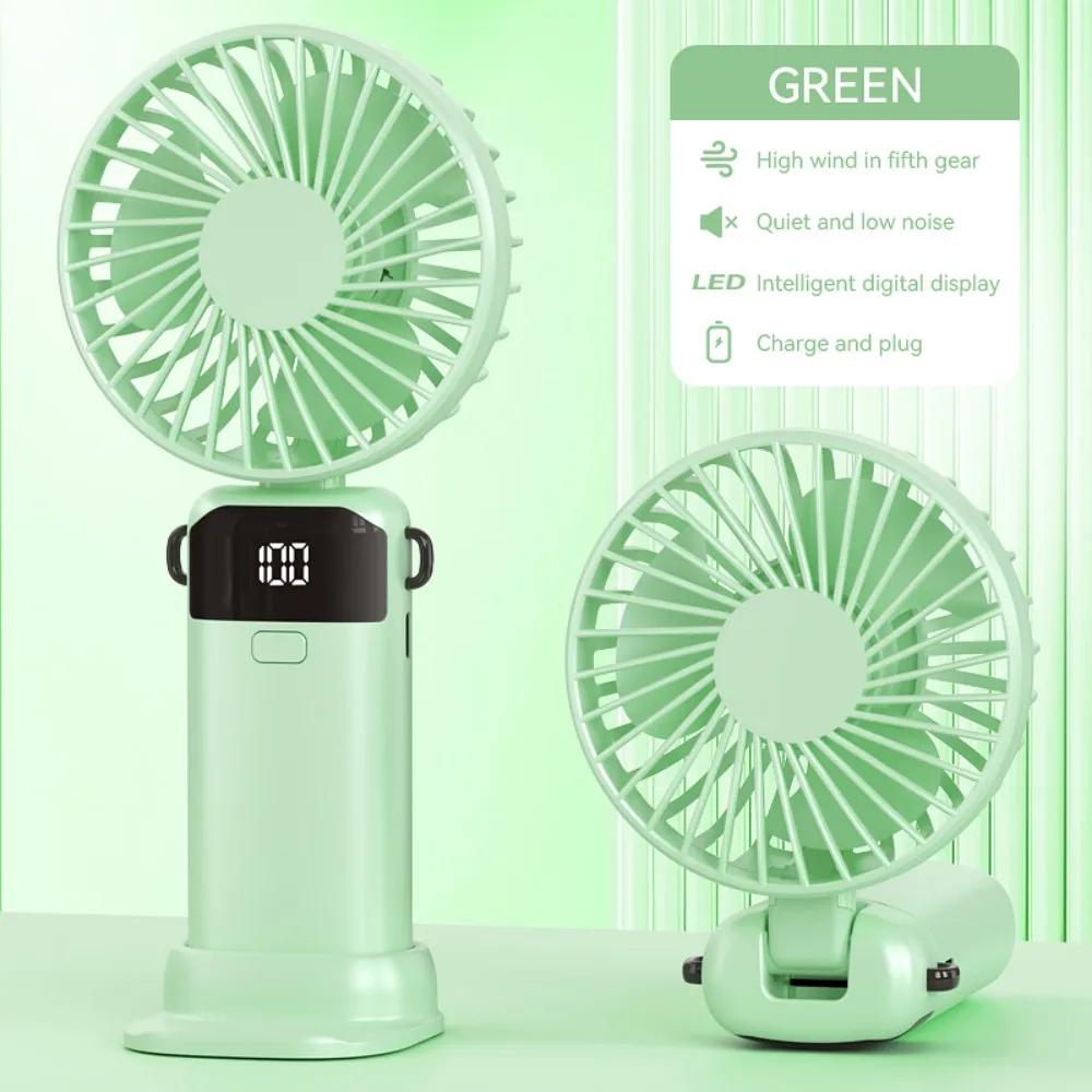 

Portable Mini Fan 1200mAh Rechargeable 90° Fold Cooling Handheld Electric Fan Tudent Dormitory Fans Led Display Battery Level