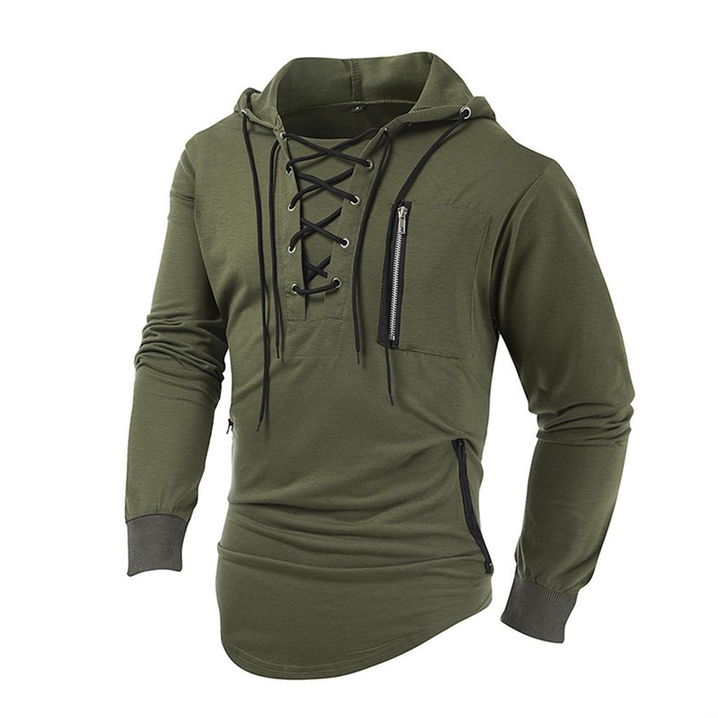 Pánská jarní a podzimní jednobarevná mikina s kapucí na zip, sportovní streetwear