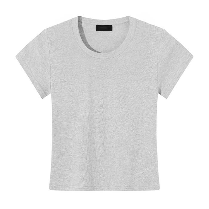 Short-sleeved CottonT-shirt 2026 Summer Simple Casual Slim New Plain Round-neck Pullover Basic Style Tops Women's Clothing