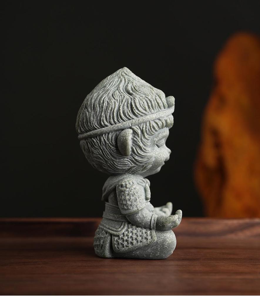 Wukong Blue Sand Sculpture: Multi-Functional Brush Holder & Creative Paperweight Ornament