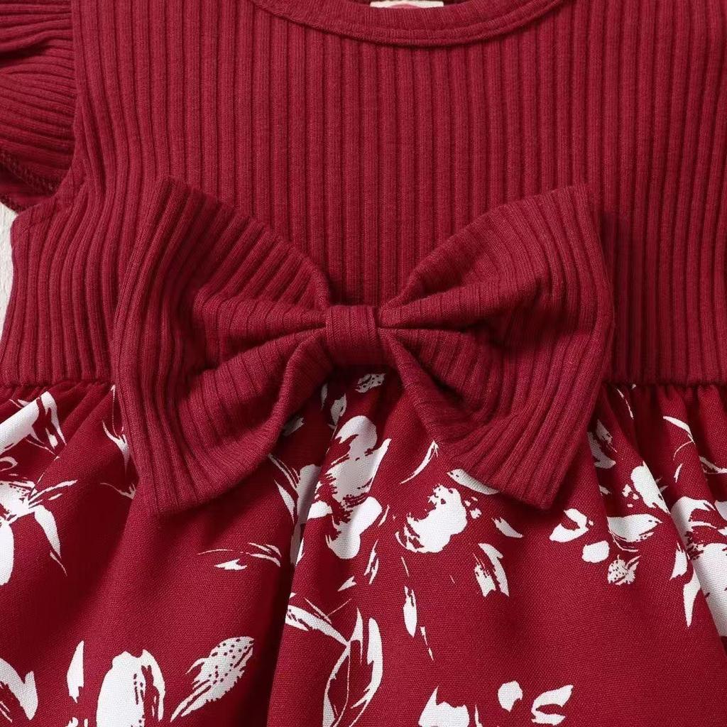 Dolce Vestito con Fiocco e Maniche a Palloncino per Bambina - Stile Europeo & Americano, Outfit da Principessa Estiva per Età 0-2