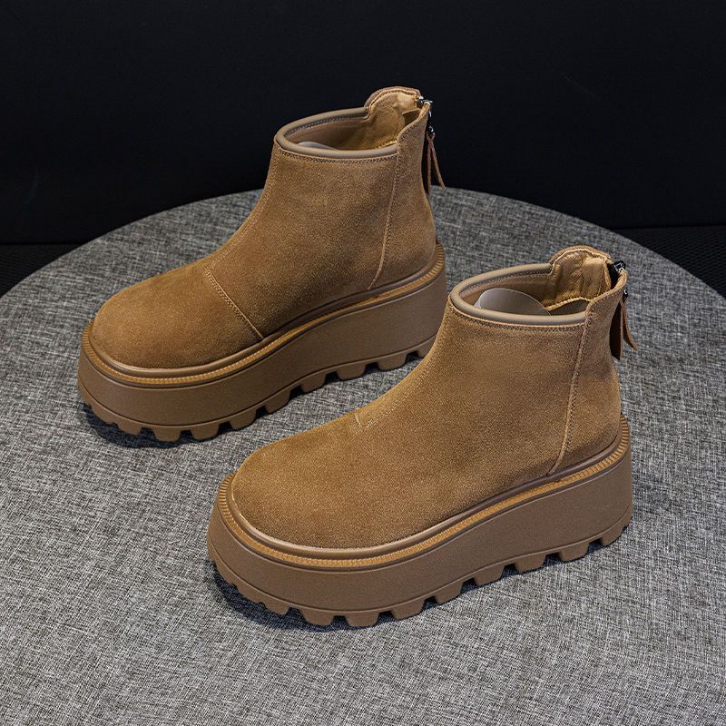 Snow Boots Women's 2025 New Winter Thick-soled Inner Heightening Short Boots Popular Velvet Thickened Foreign-style Martin Boots Cotton Shoes