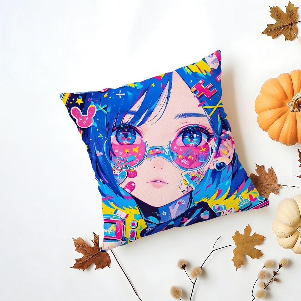 Fashion Pop Art Anime Street Graffiti Cushion Cover Washable Linen Pillowcase Soft for Daily Sofa Bed Home Room Decor