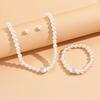 Juego de 3 piezas de joyería para mujer, pendientes de perlas de imitación, collar, pulsera, longitud ajustable, decoración de diamantes de imitación pulidos, fiesta de graduación, boda, fiesta, joyería para novia