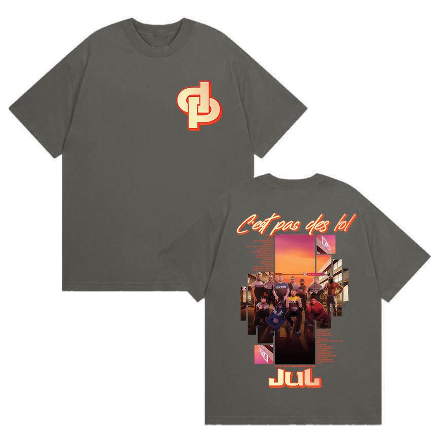 Rapper Jul C'est Pas Des LOL Tour 2026 Merch T Shirt Men Women Retro Harajuku High Quality T-shirt Hip Hop Oversized Cotton Tees