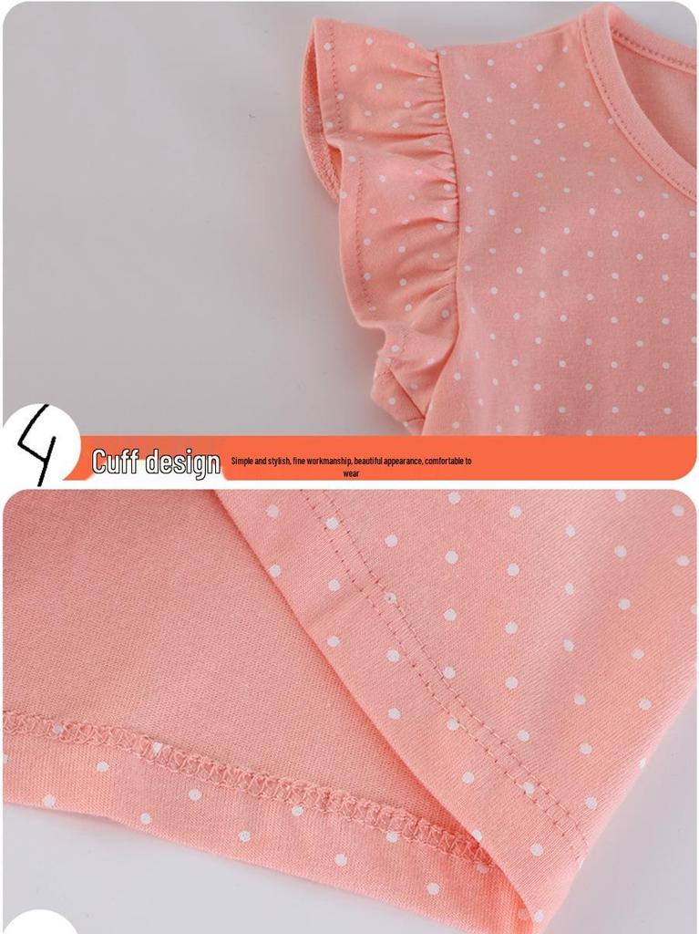 2026 Summer Girls' Cotton Cartoon Print T-shirt - Breathable, Casual Trendy Top for Kids