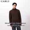 CARLI Men's Premium Half-Zip Stand Collar Wool-Blend Sweater
