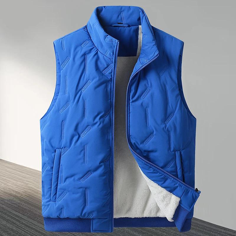 Chaleco de Invierno para Hombre Talla Grande Forrado de Lana Cálido Chaqueta sin Mangas Masculina Acolchada de Algodón Gruesa Casual Blanco Grande Plus 10XL