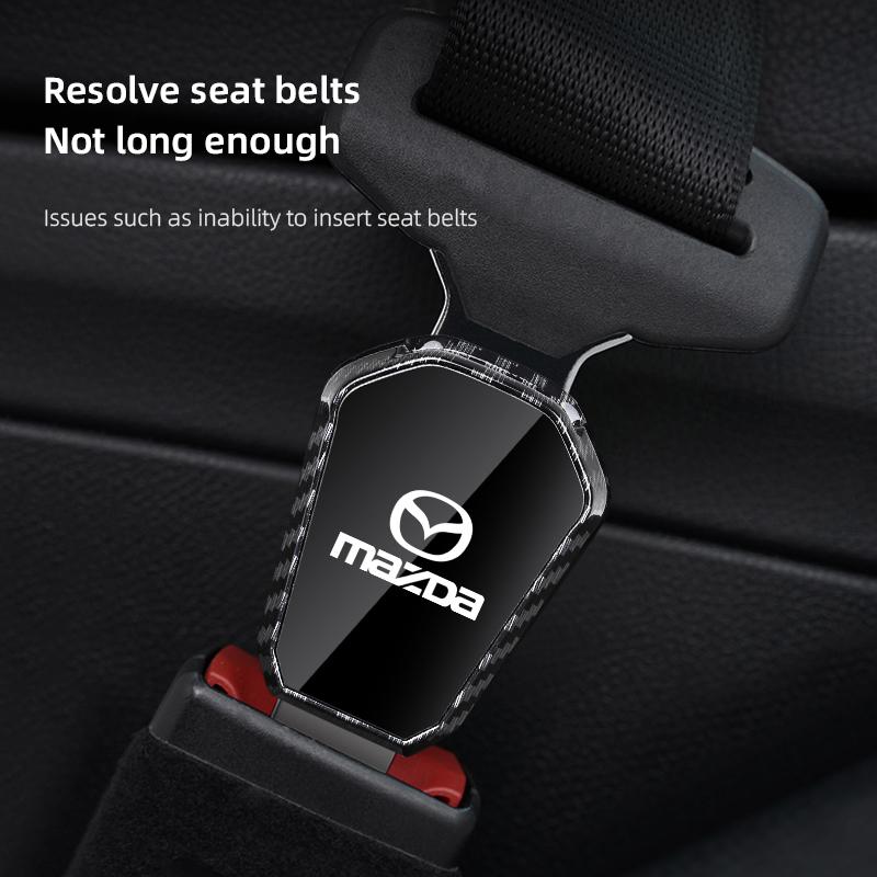 Car Seat Belt Plug Extender Carbon Fiber Safety Strap Buckle For Mazda 3 6 2 5 CX-5 CX-30 CX-50 CX-90 CX-8 BT-50 CX-80 CX-70