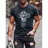 Men's Neutral T-Shirt Lion Print Round Neck Black and White 3D Printed Outdoor Street Short Sleeve Printed Clothing Sportswear