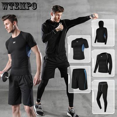 Sports Suit Men's Casual Men's Fitness Suit Tight Running Training Pants Three Piece Set