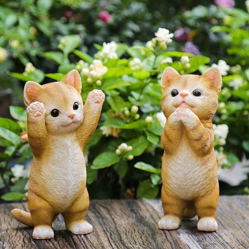 Cute Cat Figurine Anxiety Relief Desktop Decoration Office Stress Relief Ornament Home Decor Animal Statue Resin Kitty Sculpture