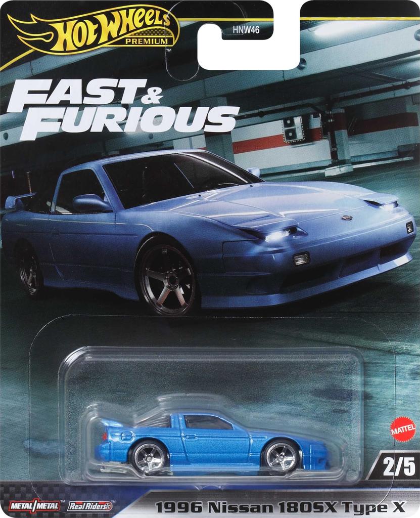 Hot Wheels Fast Furious 1996 Nissan 180SX Type X Vehicle Toy Mini Car Ages 3 and Up Blue HVR62 & -