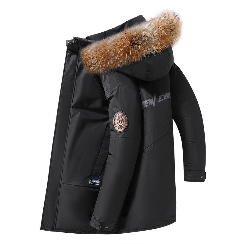 2026 Men's Mid-Length Thickened Winter Down Jacket with Faux Fur