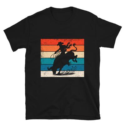 Vintage Retro Bull Riding, Cool Rodeo Design, Bull Rider Coaches Unisex T- Shirt