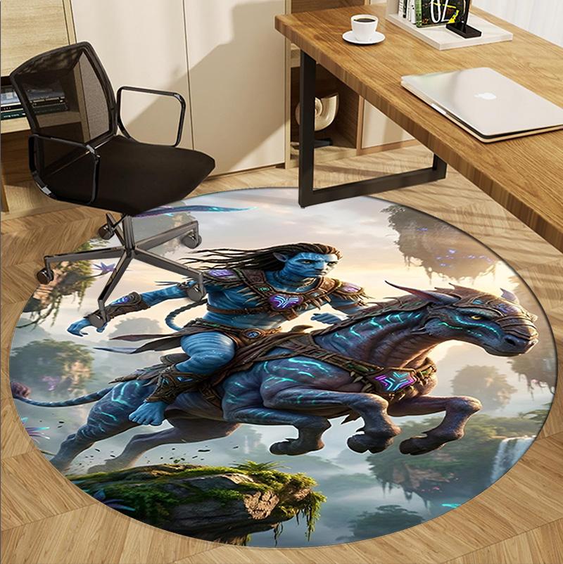 Avatar Pattern Round Rug, Indoor/Outdoor Mat, for Picnic, Gameroom, Bedroom, Office, Living Room, Home Decor Carpet, Birthday Gift