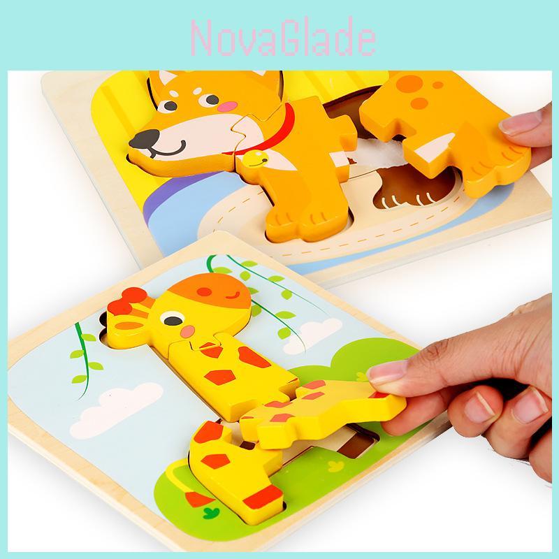Wooden Toddler 3d Puzzle With Animal Matching And Interlocking Blocks For Early Education