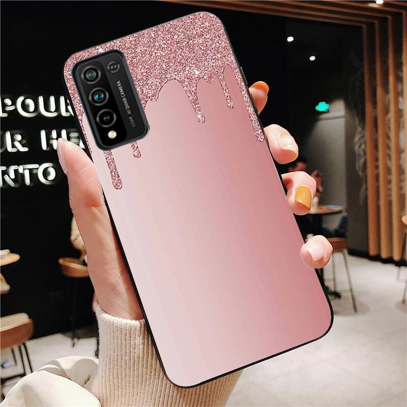 Tropfender Glitzer Rosa Blau Schwarz Telefonkasten für Huawei Honor 50 30 Pro 10X Lite 20 7A 7C 8X 9X Pro 9A 8A 8S 9S 10i 20S 20lite