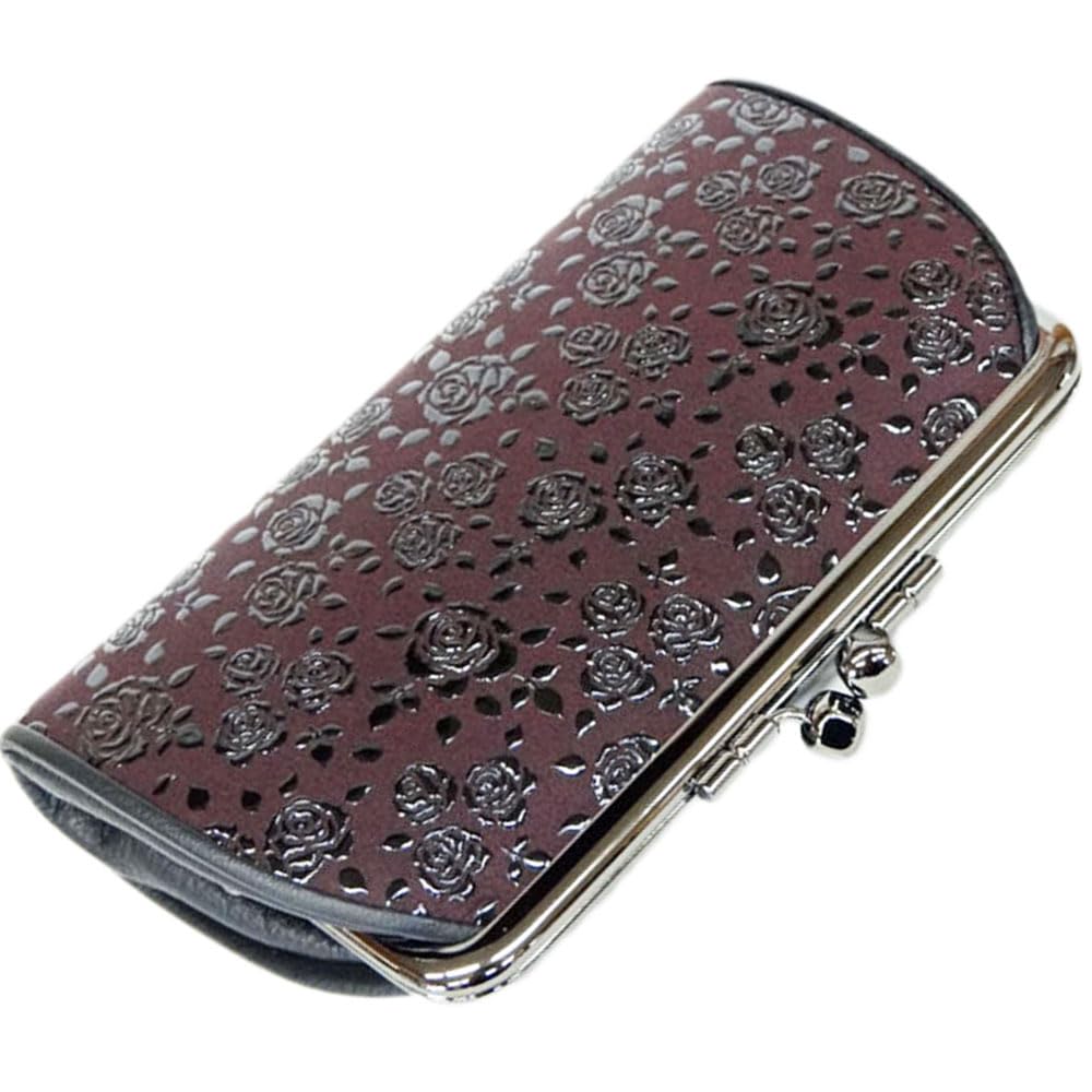 Inden Wallet 340 Clasp Coin Purse 1501 Purple Deerskin X Black Lacquer Rose Petite Height X Width X Thickness Inner Clasp Coin Purse [Inden-ya]