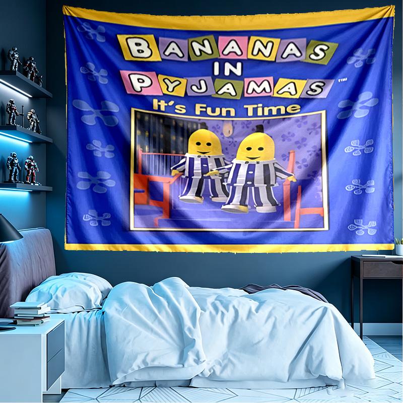 Bananas in Pyjamas Print Tapestry, Lightweight Wall Hanging, for Bedroom, Dorm, Living Room, Home Art Decor, Birthday Christmas Gift for Friends