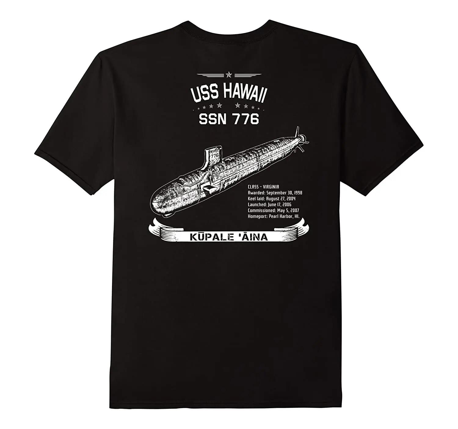 Virginiaclass USS Hawaii SSN 776 Attack Submarine TShirt 100 Cotton ONeck Short Sleeve Summer Casual Mens Tshirt S