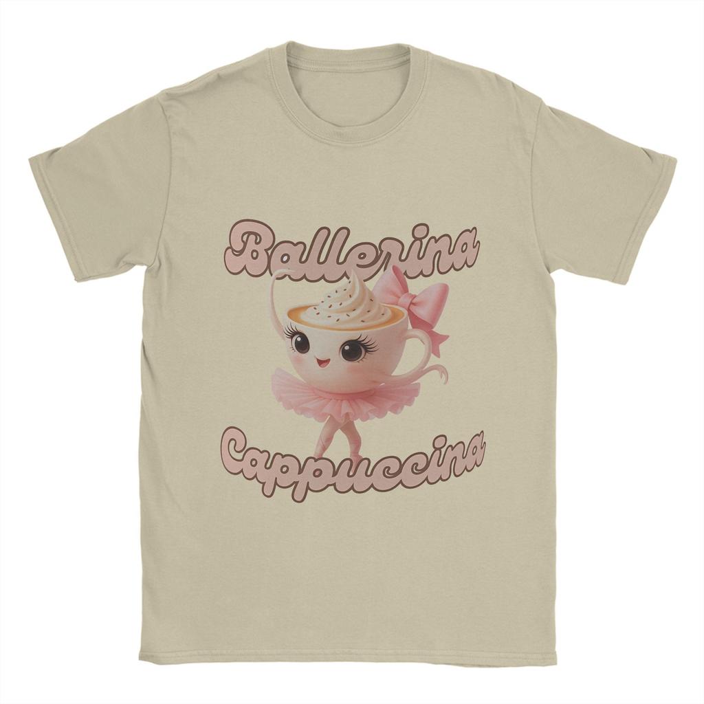 Ballerina Cappuccina T Shirt For Men Summer Funny Coffee Meme Streetwear T-Shirts Comfortable Tees Plus Size Design Tops