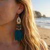 Retro Boho Long Tassel Earring Tassel Hanging Drop Earrings  Photography Props
