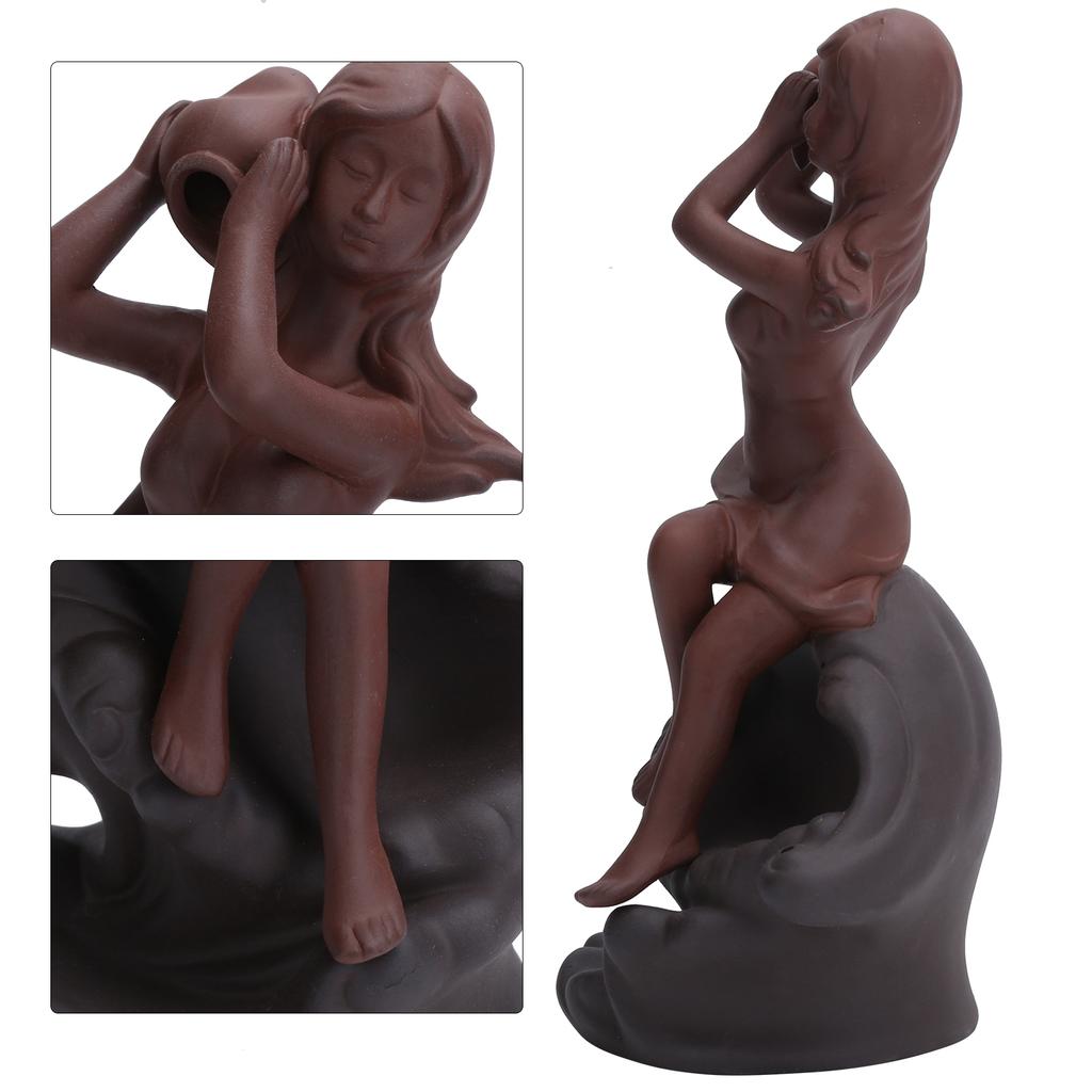 Incense Burner Red Stoneware Backflow Incense Holder Home Office Decoration Ornament