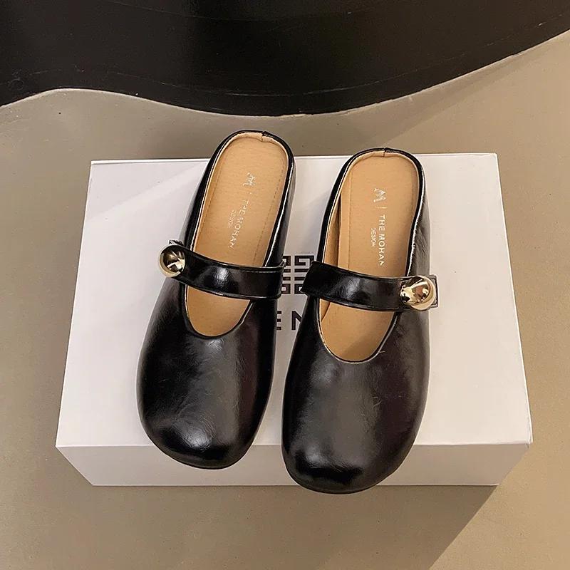 Fashion Hot Sell Woman Net Ballet Shoe Buckle Band Strap Boat Shoe Light Outdoor Grandma Shoes Flat Dress Shoe Gentle Mary Jane