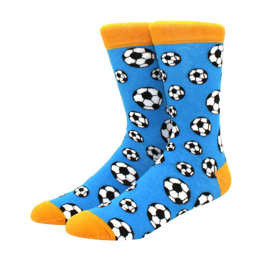 1 Pair Men's Fun Hip Hop Skateboard Beer Happy Art Print Mid Socks, EU38-46