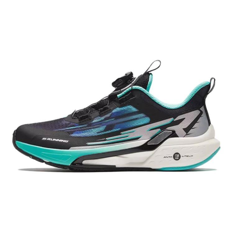 (GS) ANTA Running Series Sneakers  Black Silver Teal  Kids  312425513-4 EU 33