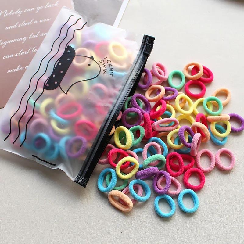 100pcs 2CM Kids Elastic Hair Bands Girls Gum Scrunchie Rubber Band for Children Nylon Hair Ties Headband Baby Hair Accessories