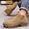 Steel Toe Slip On Work Shoes Anti Smash Anti Puncture Leather Safety Boots For Construction Electric Welder