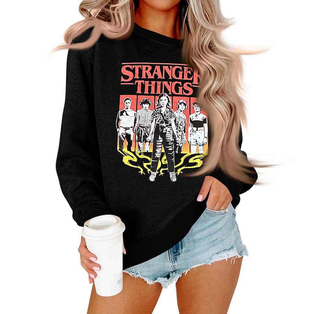 Women's And Men's Unisex Fashion Casual Long-sleeved Loose Printed Round Neck Pullover Hoodie Sweatshirt