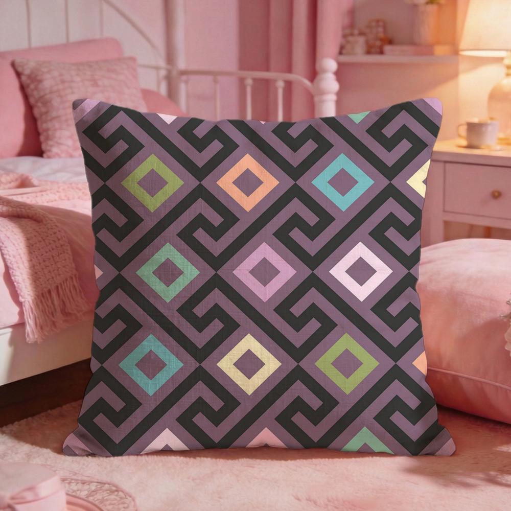 Classic MMeander PatternS Cushion Cover Premium Comfort Reversible Pillow Cove Two in One Design for Any Room  Car Interior