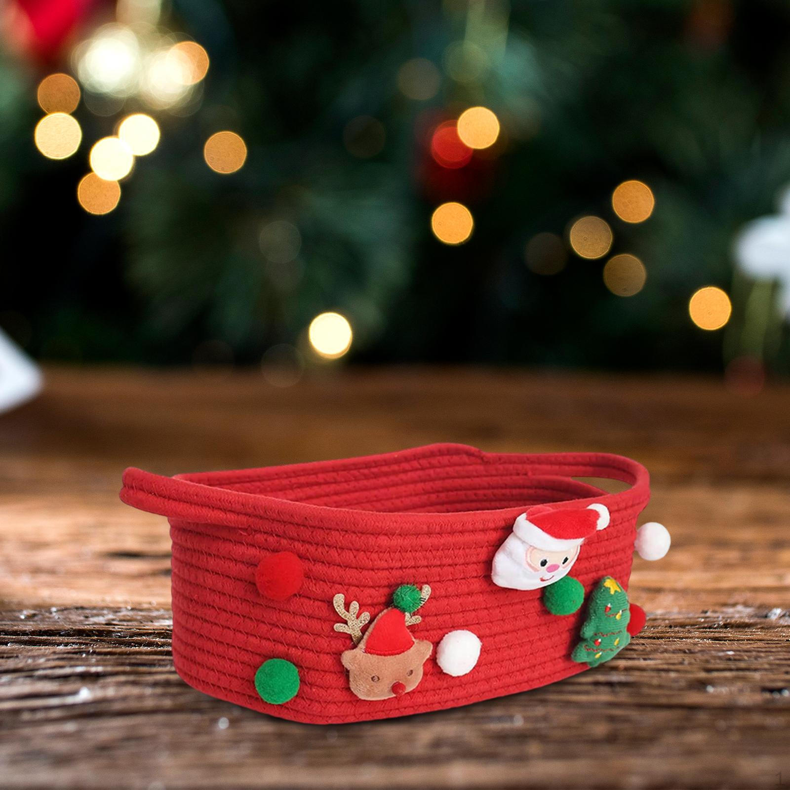 

Рождественская корзина для хранения украшений в виде оленя, милый органайзер для стола, рождественский декор, подарочная сумка для красный