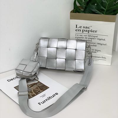 "2025 Women's Fashion Woven Leather Messenger Bag - Winter Trend, Shoulder & Leisure Style, Small Square Design"