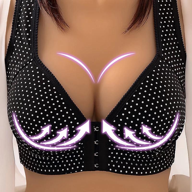 FallSweet Front Closure Push Up Bra Women Wireless Brassiere Sexy Underwear Polka Dot Lingerie Female